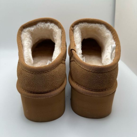 CUSHIONAIRE Women's Genuine Suede Cozy Mule Platform +Memory Foam 8 CHESTNUT - Picture 4 of 7